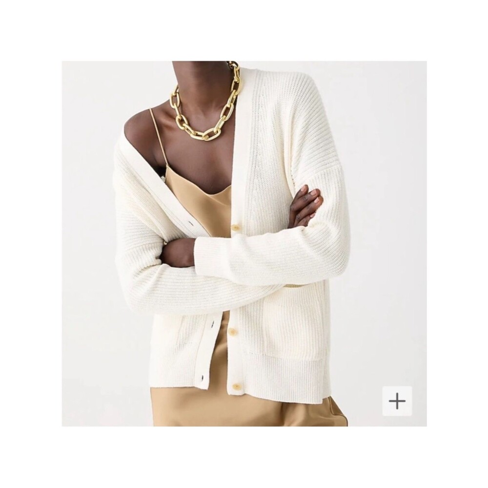 J. Crew Cream Button Down Cocoon Cardigan